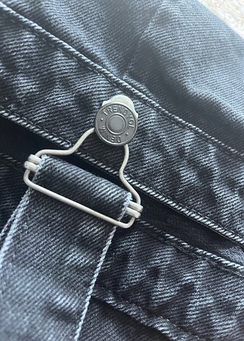 Siyah Kadın Kot Tulum, Normal Boy, Askılı - Görsel 4