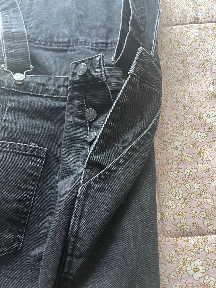 Siyah Kadın Kot Tulum, Normal Boy, Askılı - Görsel 3