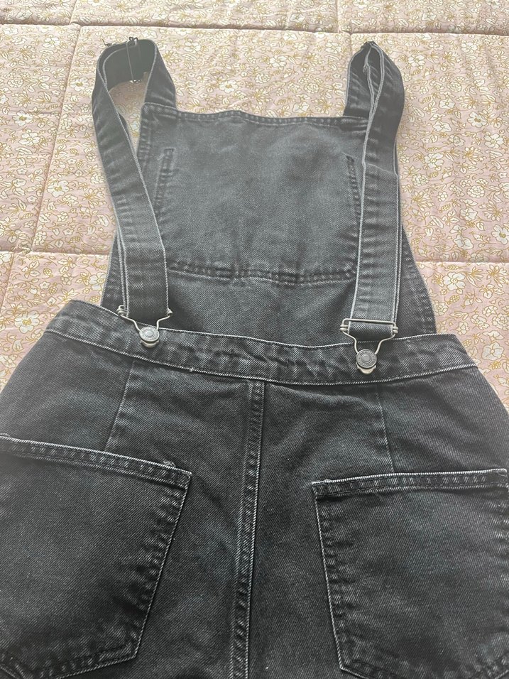 Siyah Kadın Kot Tulum, Normal Boy, Askılı - Görsel 2