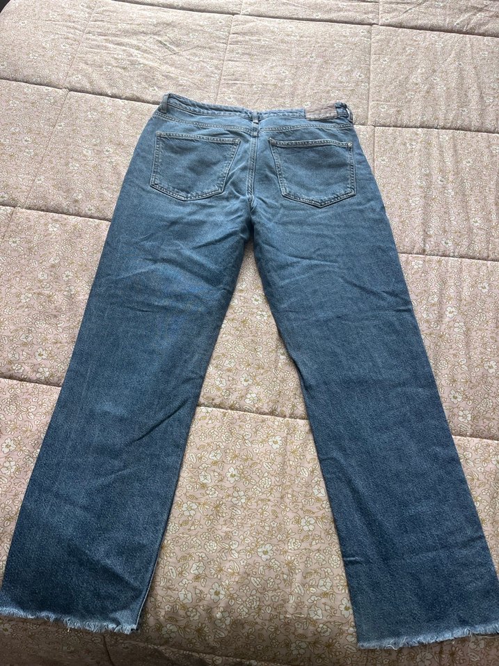 Mavi Düğmeli Bohem Salaş Denim Pantolon - Görsel 3