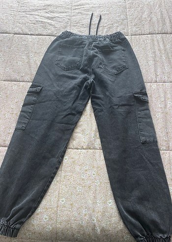 Siyah Kadın Bol Kesim Midi Kot Pantolon - Görsel 5