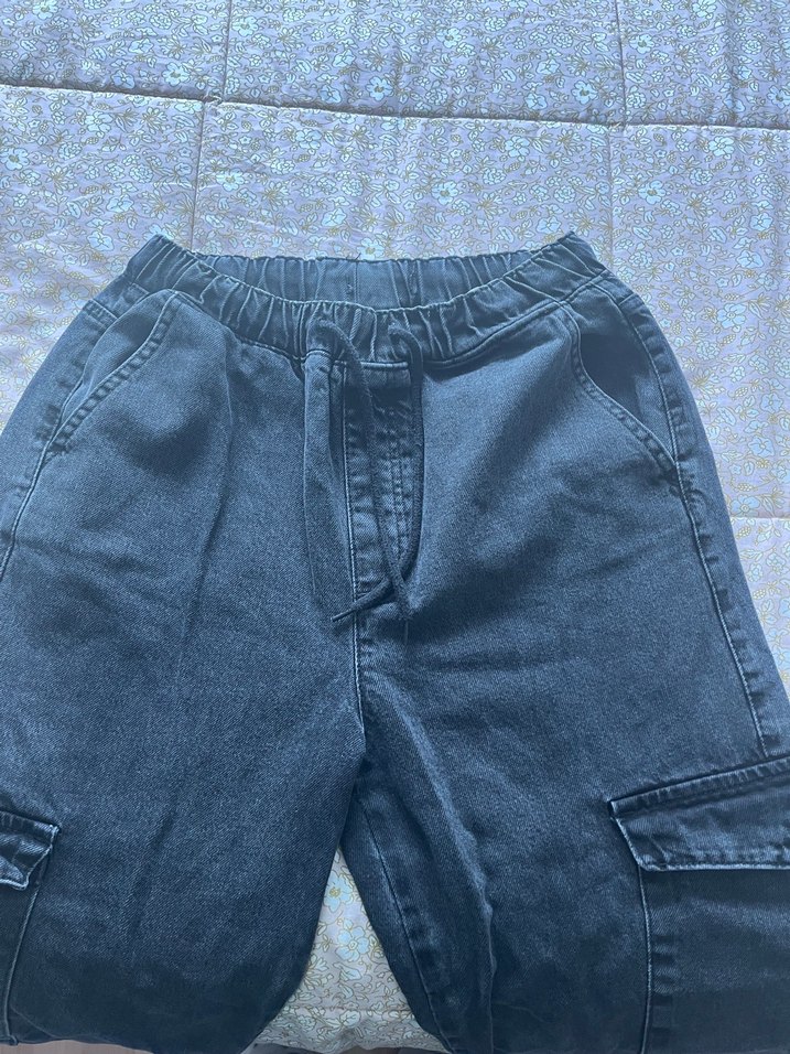 Siyah Kadın Bol Kesim Midi Kot Pantolon - Görsel 2