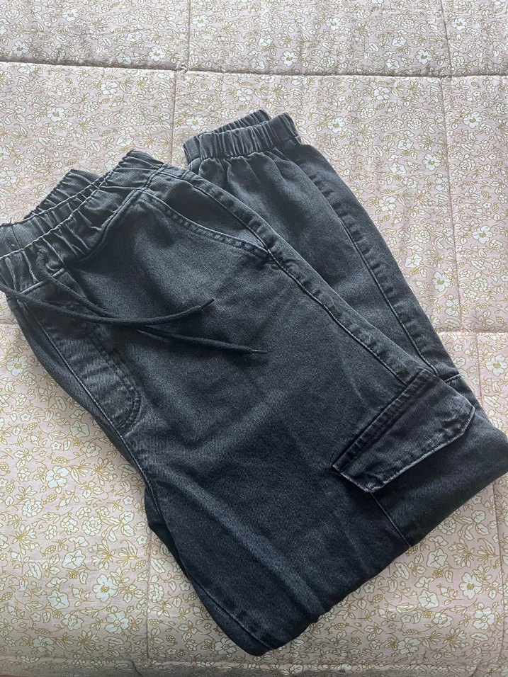 Siyah Kadın Bol Kesim Midi Kot Pantolon - Görsel 4