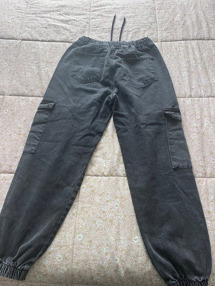 Siyah Kadın Bol Kesim Midi Kot Pantolon - Görsel 5