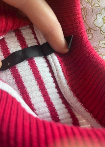 Bordo Gri Çizgili Triko Kadın Kazak - Görsel 4