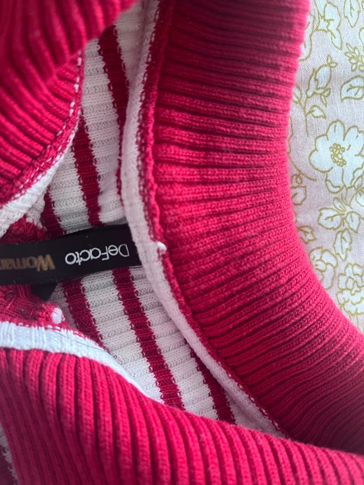 Bordo Gri Çizgili Triko Kadın Kazak - Görsel 3