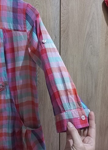 36 Beden çeşitli Renk Koton Pembe Kareli Gömlek