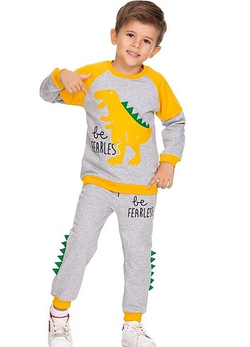 Dinazor Desenli Pijama Takımı Sarı
