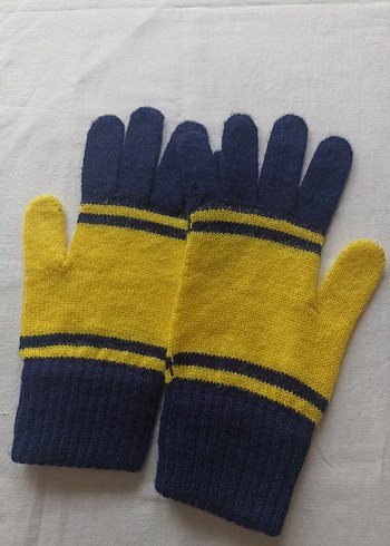 Sarı-lacivert örgü erkek çocuk eldiveni - Görsel 4