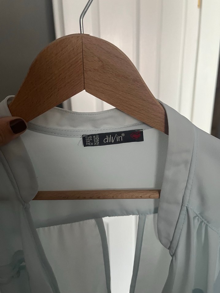 Mavi Düğmeli Uzun Kollu Gömlek - Görsel 3