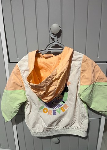 Kız Çocuk Kapüşonlu Renkli Fermuarlı Yağmurluk - Görsel 4