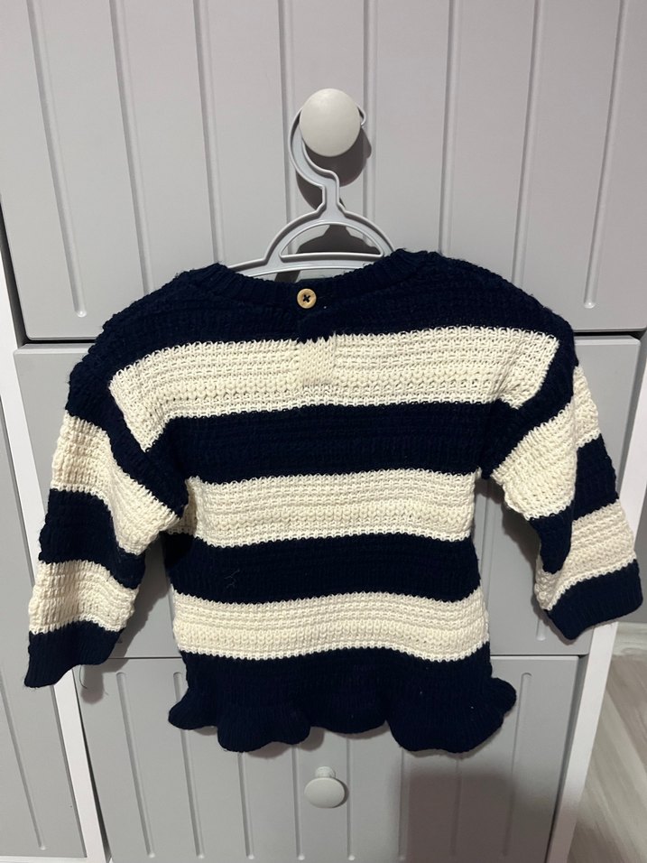 Kız Çocuk Çizgili Triko Kazak - Görsel 3