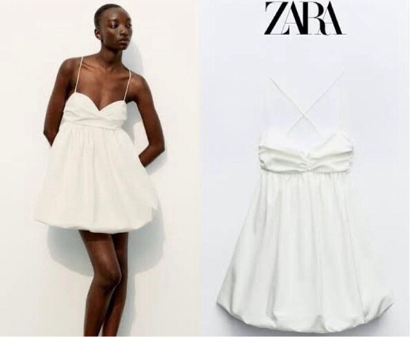 Zara Askılı Beyaz Elbise