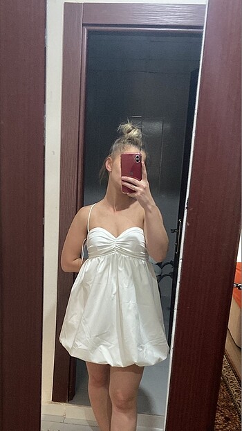 s Beden beyaz Renk Zara Askılı Beyaz Elbise
