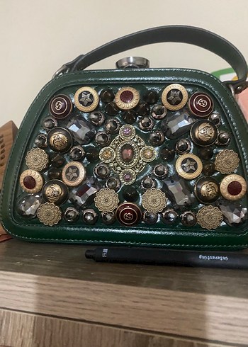 Diğer Vintage Yesil Tasli Mini Canta