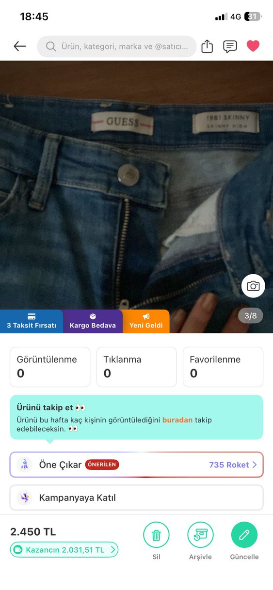 Mavi Yıkamalı Dar Kesim Jean — görsel 3/7