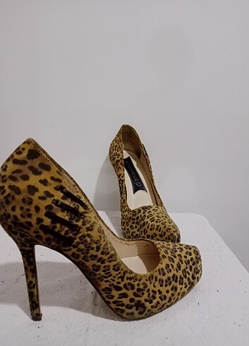Leopar topuklu ayakkabı platform boutique