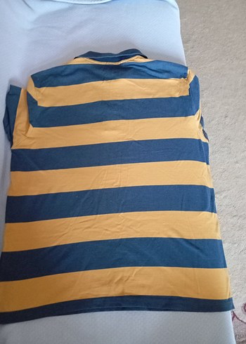 Sarı Lacivert Çizgili Erkek Polo Tişört - Görsel 4