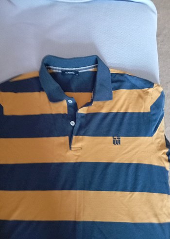 Sarı Lacivert Çizgili Erkek Polo Tişört - Görsel 2