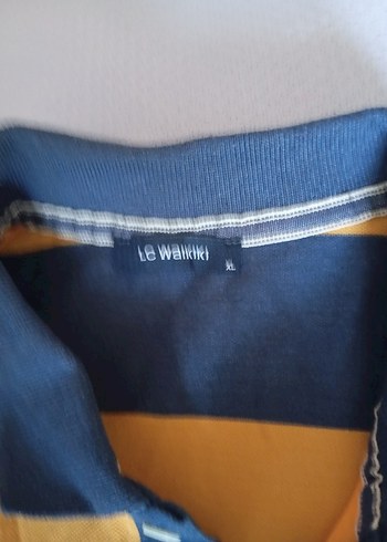 Sarı Lacivert Çizgili Erkek Polo Tişört - Görsel 3