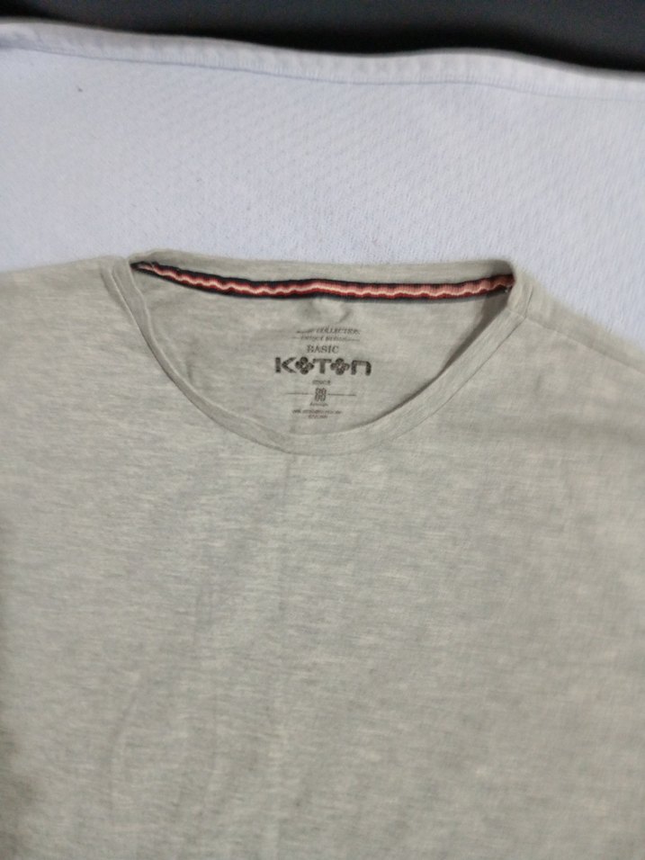 Gri Erkek  Kısa Kollu Keten Tişört - Görsel 2