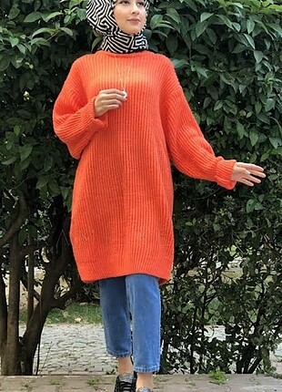 Oversize kazak sweatshirt tunik elbise