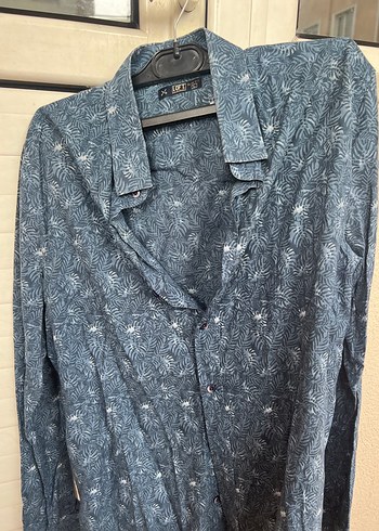 Uzun Kollu Gri Denim Erkek Gömlek - Görsel 3