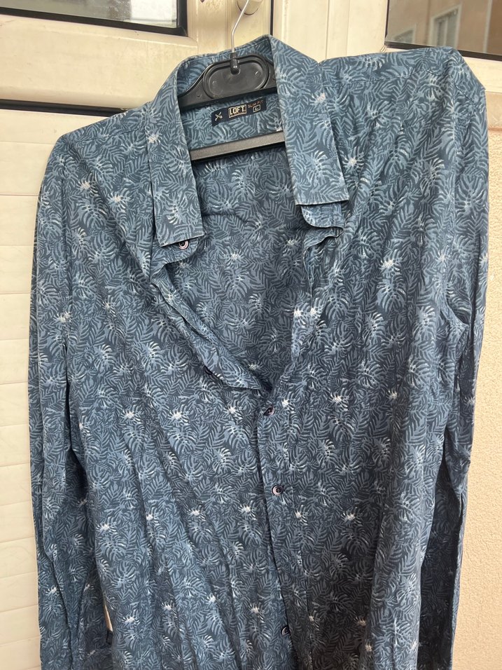 Uzun Kollu Gri Denim Erkek Gömlek - Görsel 3