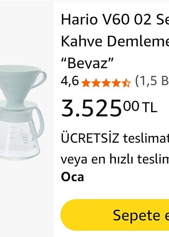 Hario v60 02 seramik dripper set - Görsel 2