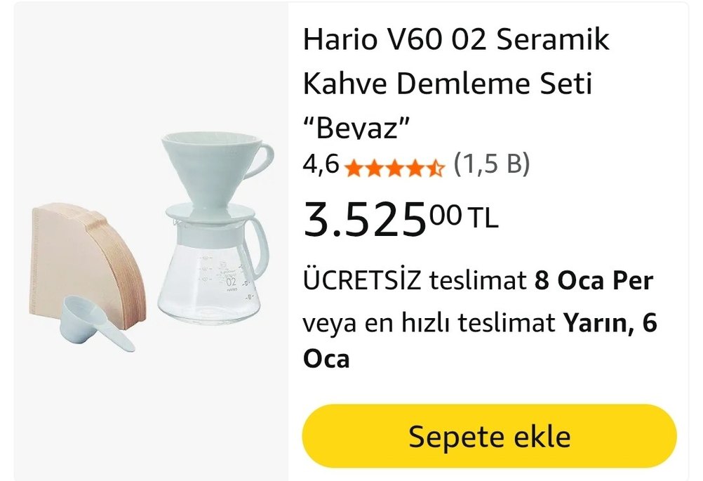 Hario v60 02 seramik dripper set - Görsel 2