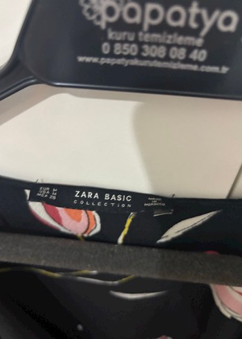 Zara Drapeli V Yakalı Mini Baskılı Bluz