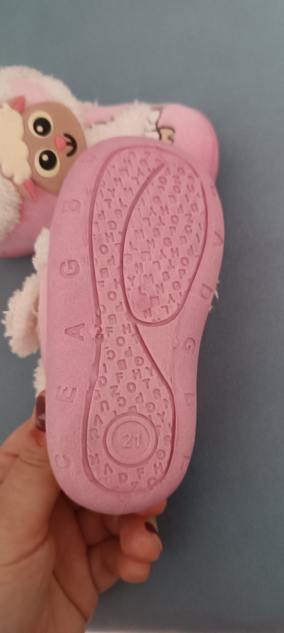 Kız Çocuk Pembe Peluş Kuzu Nakışlı Terlik - Görsel 2