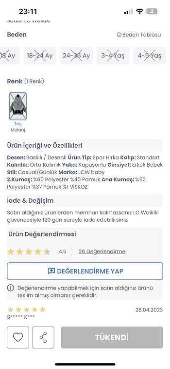 24-36 Ay Beden gri Renk Erkek Çocuk Sweat Hırka Kapuşonlu fermuarlı
