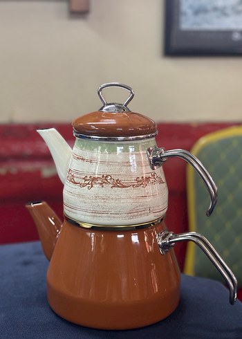 Camel Renkli Emaye Çaydanlık Seti
