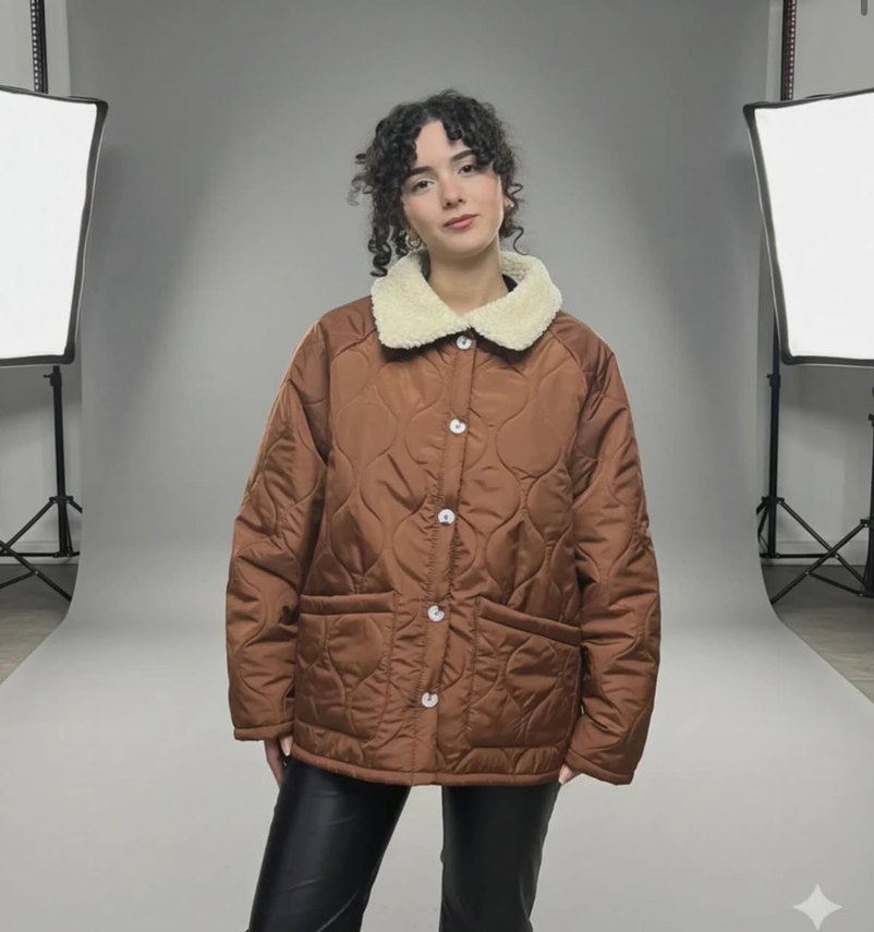 Düğmeli Siyah Kadın Kışlık Midi Mont - Görsel 2