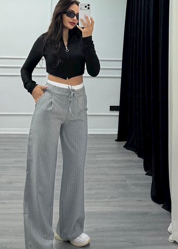 Bej Midi Kadın Kumaş Pantolon - Görsel 2