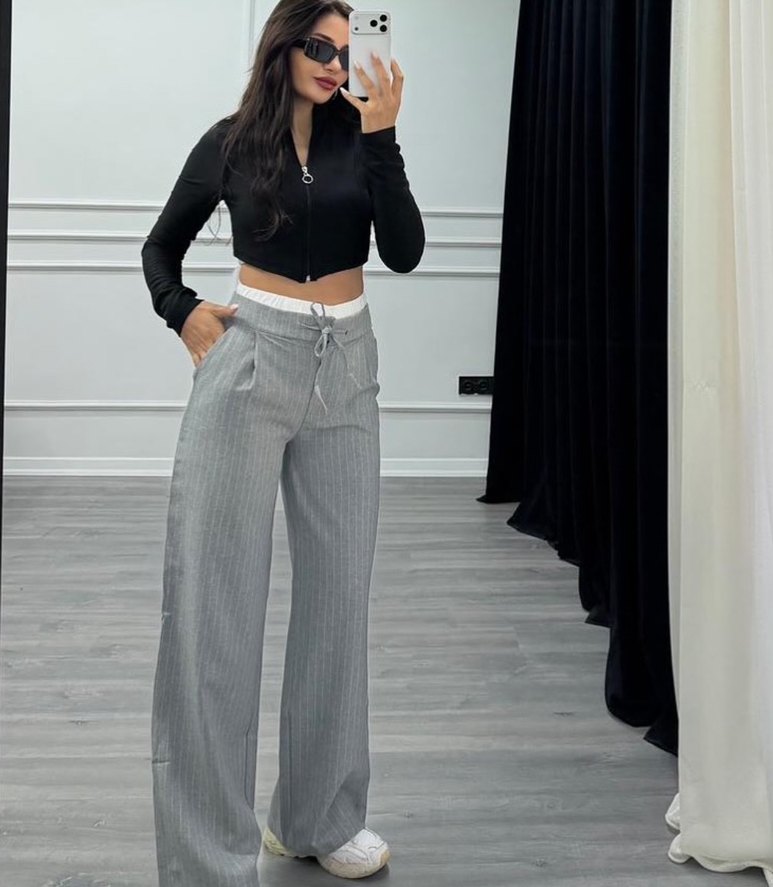 Bej Midi Kadın Kumaş Pantolon - Görsel 2