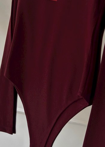 Bordo Uzun Kollu Dar Kesim Bluz - Görsel 2