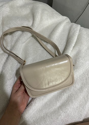 Bej Deri Kadın Omuz Çantası - Görsel 4
