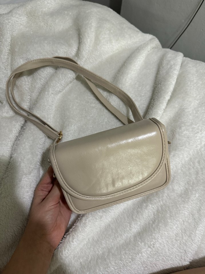 Bej Deri Kadın Omuz Çantası - Görsel 3
