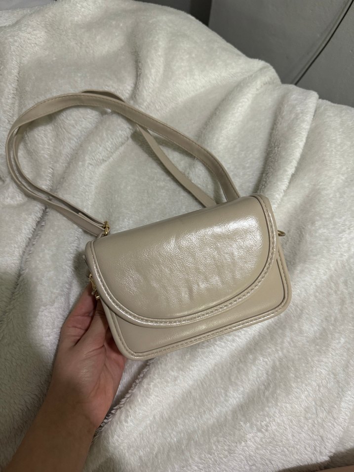 Bej Deri Kadın Omuz Çantası - Görsel 2