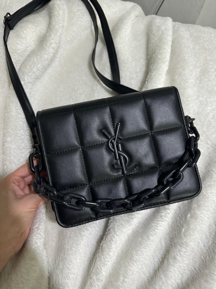 Siyah Deri Zincir Detaylı Kadın Çanta - Görsel 5