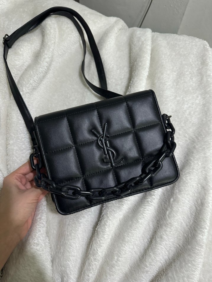 Siyah Deri Zincir Detaylı Kadın Çanta - Görsel 2