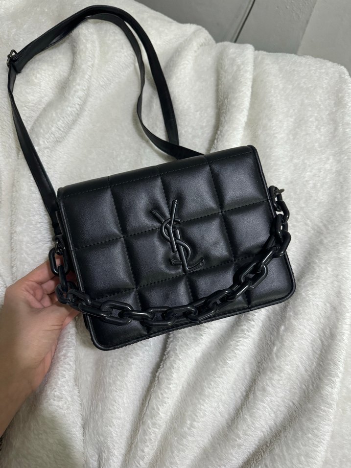 Siyah Deri Zincir Detaylı Kadın Çanta - Görsel 4