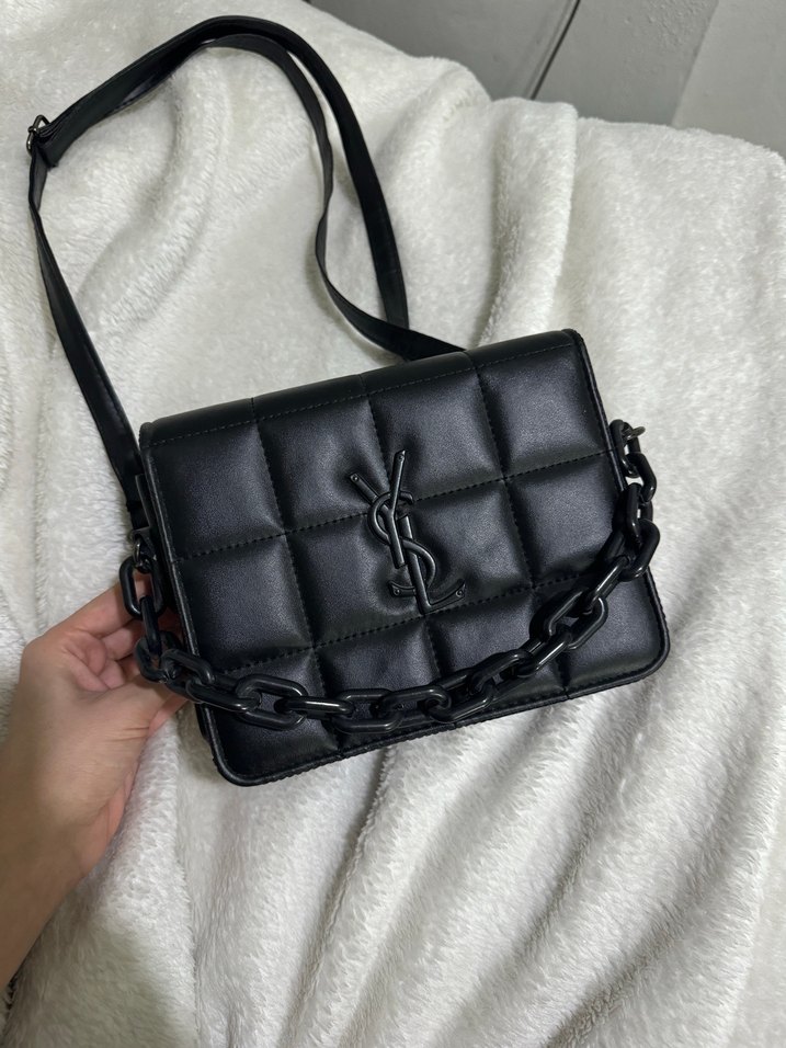 Siyah Deri Zincir Detaylı Kadın Çanta - Görsel 3