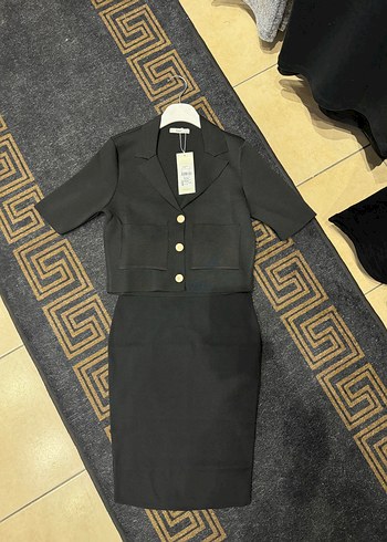 Düğmeli Siyah Mini Kadın Takım - Görsel 6