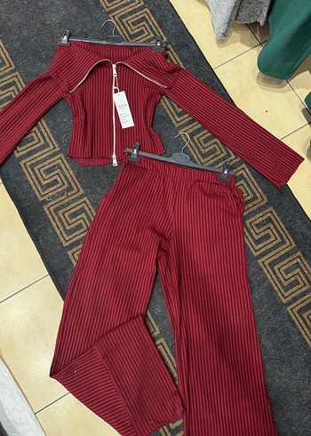 Bordo Fermuarlı Mini Kadın Eşofman Takımı - Görsel 7