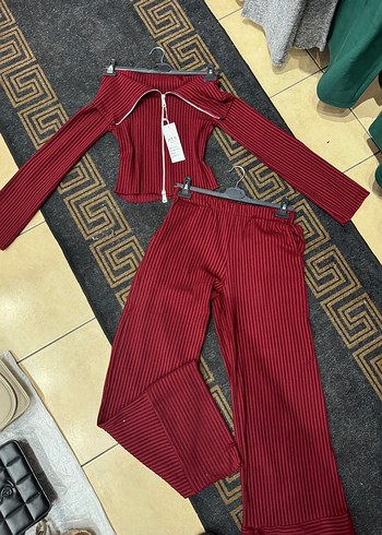 Bordo Fermuarlı Mini Kadın Eşofman Takımı - Görsel 3