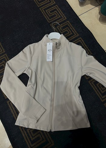 Bej Fermuarlı Kadın Spor Ceket - Görsel 3