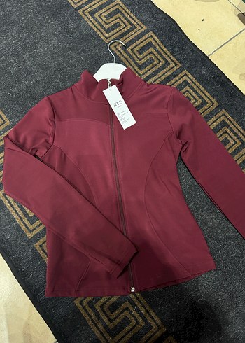 Bordo Fermuarlı Yüksek Yakalı Kadın Ceket - Görsel 2